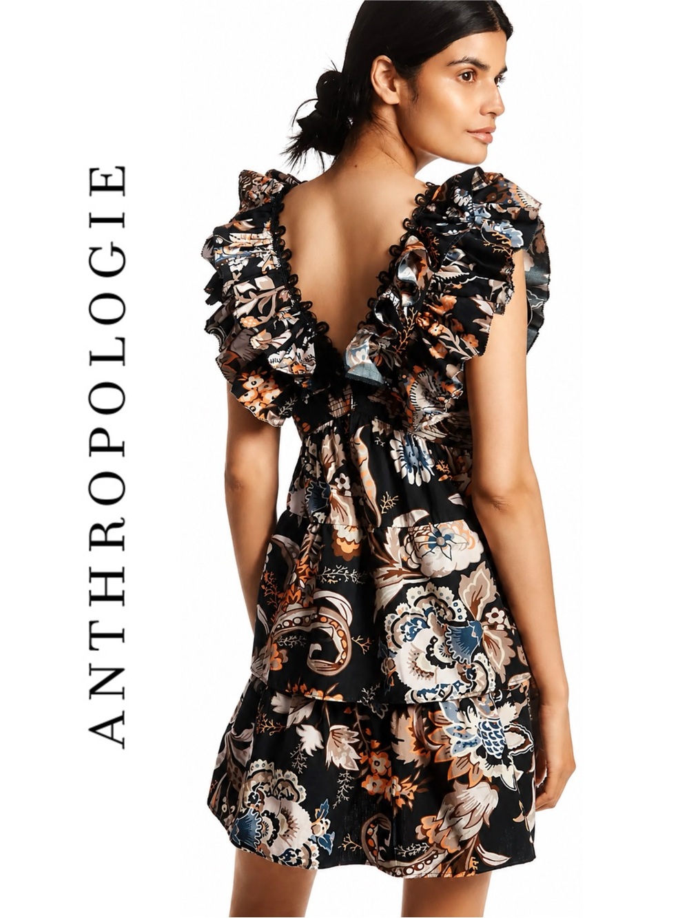 Anthropologie Sleeveless Ruffled A-Line Mini Dress